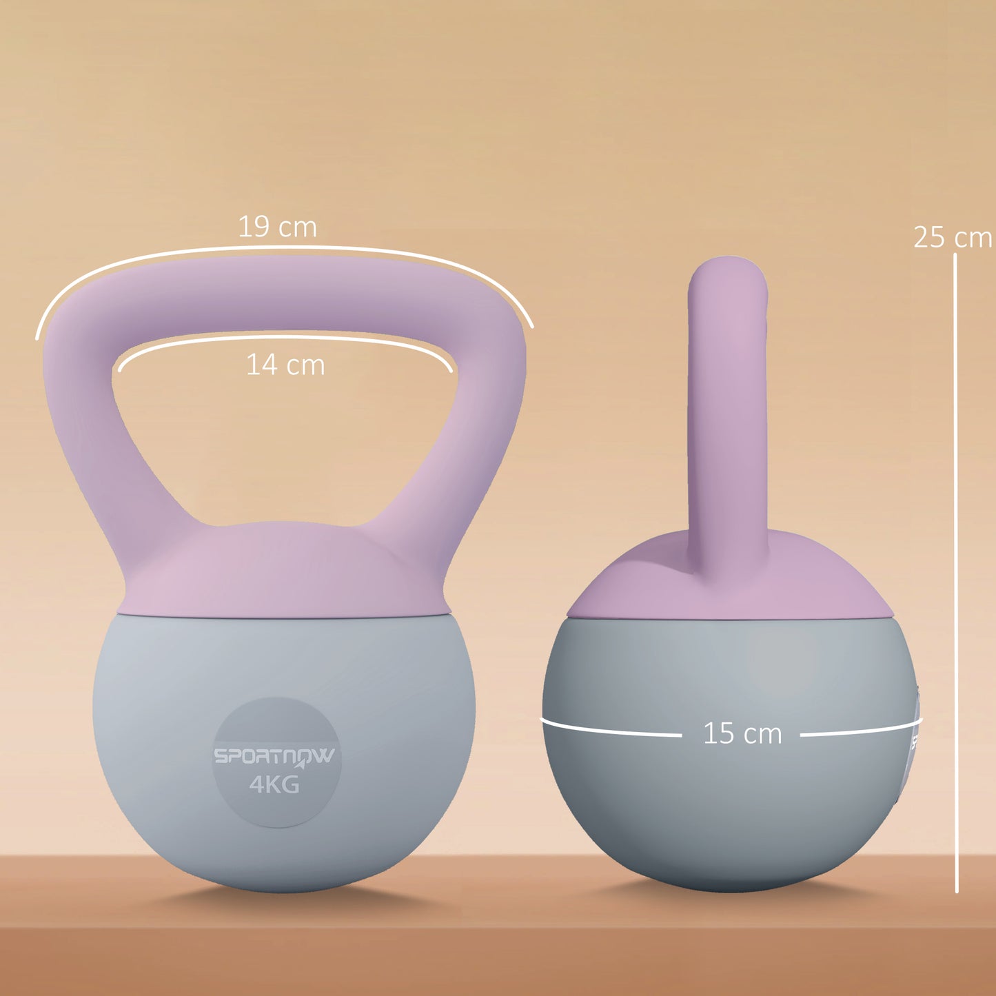 4KG Soft Kettlebell, Kettle Bell with Non-Slip Handle for Home Gym, Weight Lifting, Strength Training, Purple/Grey