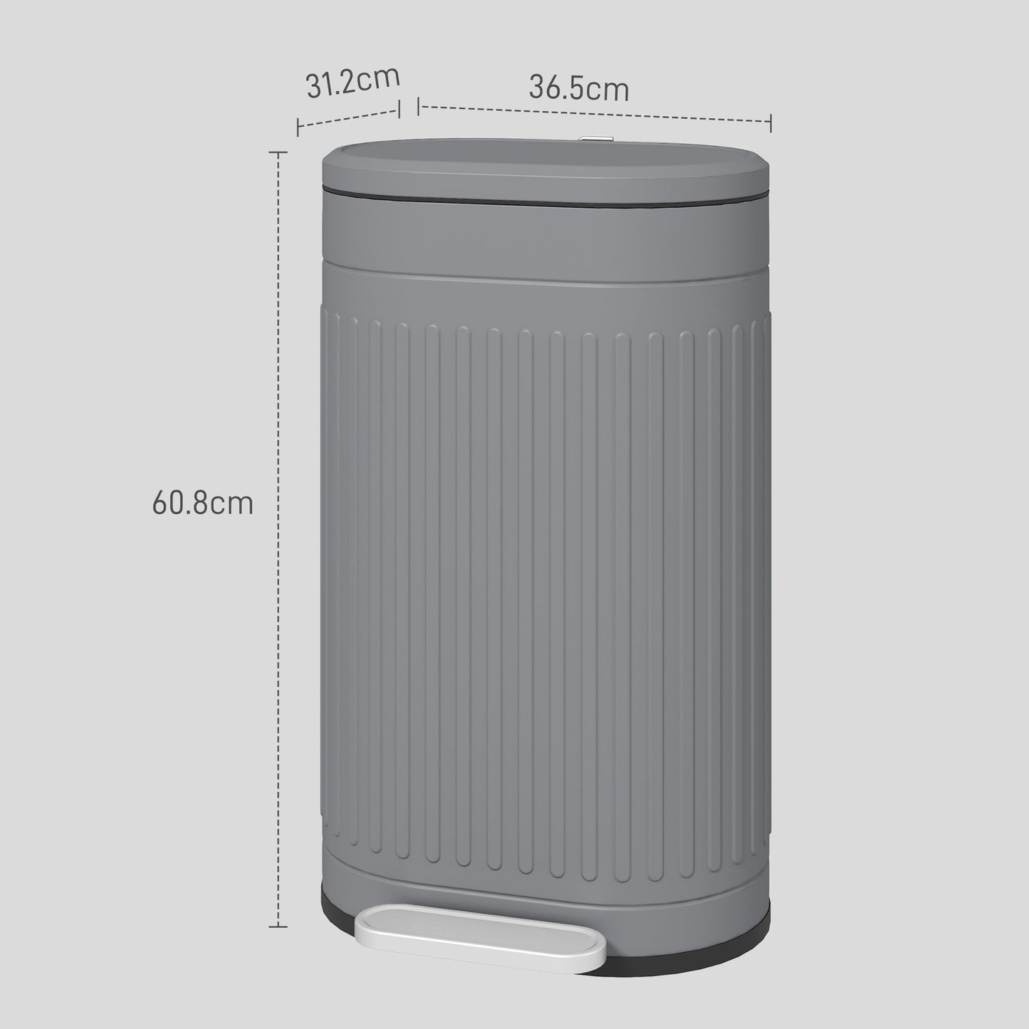30L Metal Kitchen Bin, with Soft-Close Lid - Grey