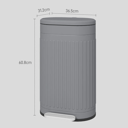 30L Metal Kitchen Bin, with Soft-Close Lid - Grey