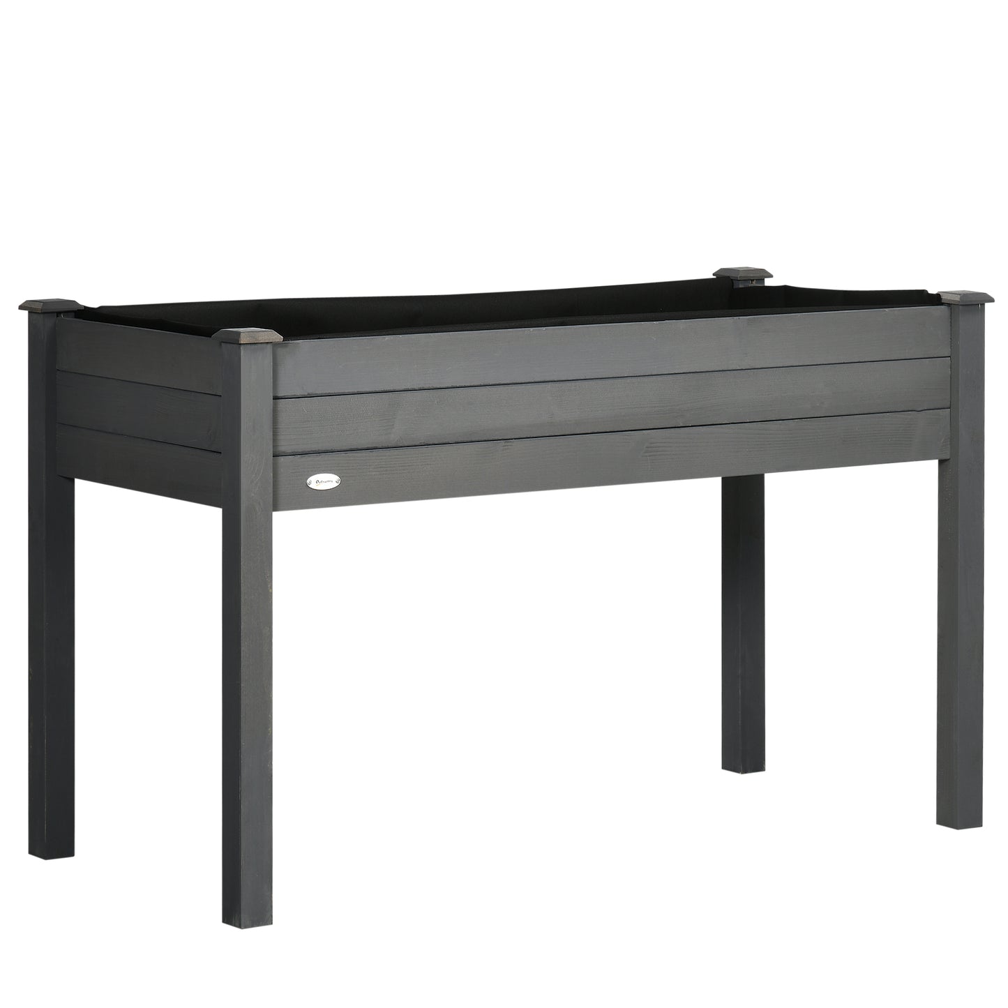 Raised Bed for Garden, Wooden Elevated Planter Box with Bed Liner, for Flower Vegetable Herb, Dark Grey