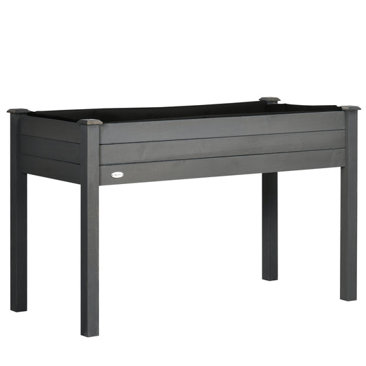 Raised Bed for Garden, Wooden Elevated Planter Box with Bed Liner, for Flower Vegetable Herb, Dark Grey