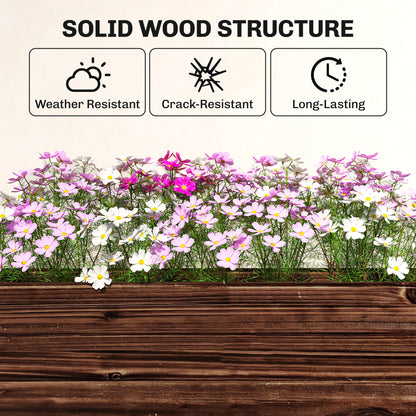 3-Tier Wooden Raised Planter, Raised Garden Bed on Legs with Drainage Holes and Bed Liner, Elevated Garden Planter
