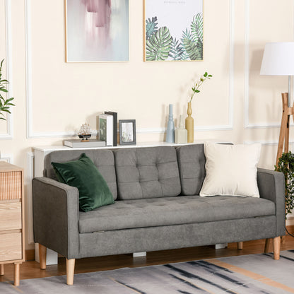 3 Seater Storage Sofa, Fabric Couch with Hidden Under Seat Storage, Thick Cushions