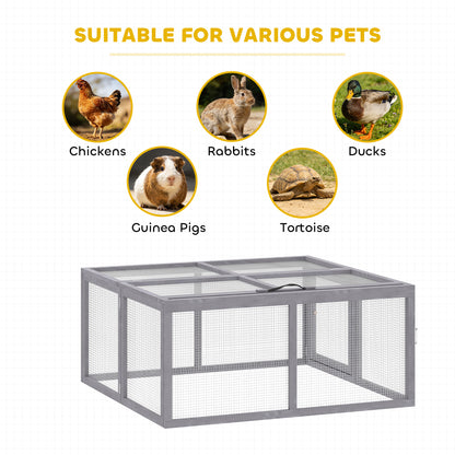 Rabbit Hutch Outdoor, Foldable Guinea Pig House with Openable Top, for 3 Bunnies, Ducks, Chickens, 110 x 105 x 50 cm