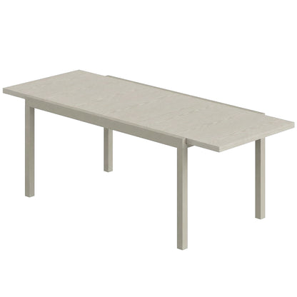 Extending Garden Table, Aluminium Outdoor Dining Table for 8-10 with Wood-Like Grained Surface, Light Grey Wood Effect