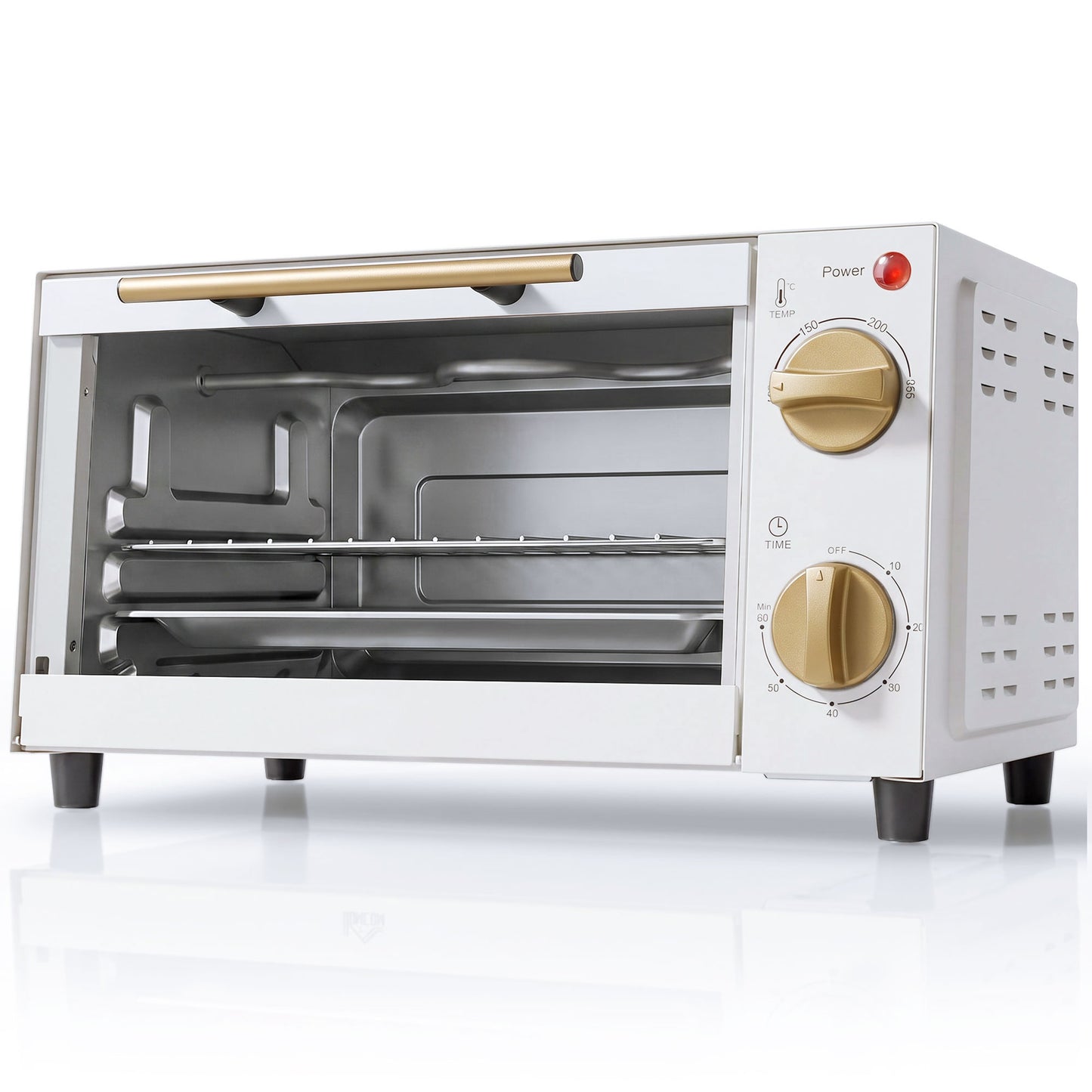 Mini Oven, 9L Countertop Electric Grill, Toaster Oven with Adjustable Temperature and Timer, 750W, White