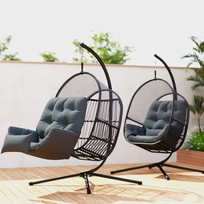 Hanging Egg Chair, with Cushion - Dark Grey