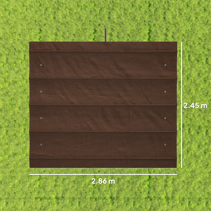 Pergola Cover Roof, 2.86 x 2.45 m Retractable Sun Shade Top for 3 x 2m Pergola Frame, UV30+ Protected, Coffee