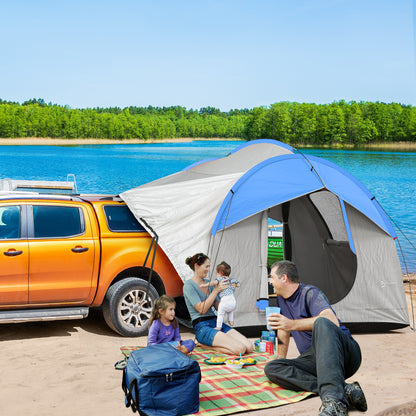 SUV Car Tent for Camping, Waterproof PU2000mm, 5 Man Tailgate Tent, 2.4 x 2.1 m, Grey and Blue