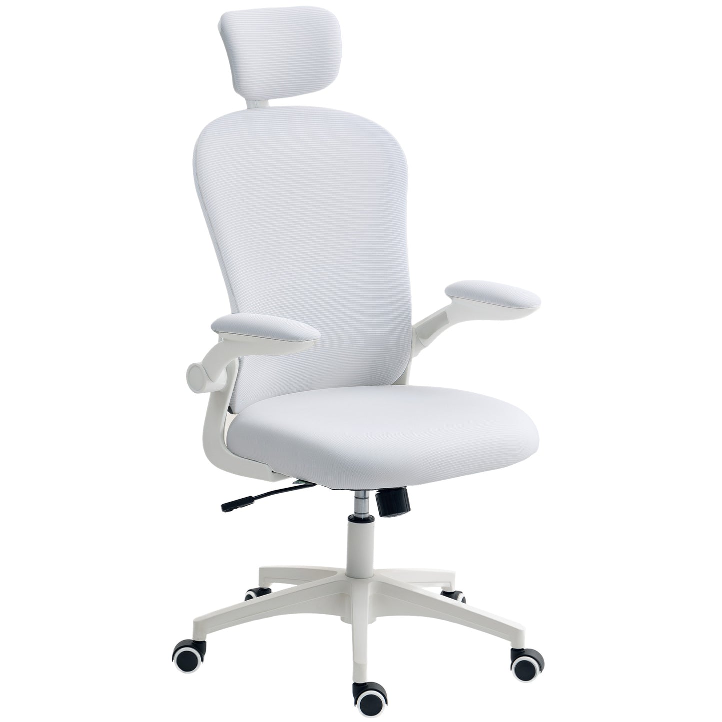 Multi-Adjustable Office Chair, with Lumbar Support, Headrest and Mesh Back - White