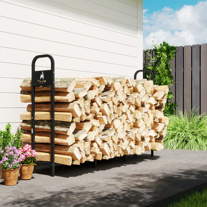 6.5 FT Steel Firewood Log Rack with 300 kg Capacity, Heavy Duty Indoor Outdoor Fireplace Wood Storage Shelf