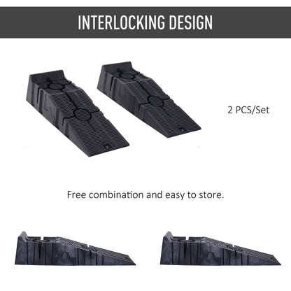 2 PCs Car Ramps Heavy Duty 2.5 Ton Motorhome Levelling Ramps, Plastic Garage Workshop Car Lift
