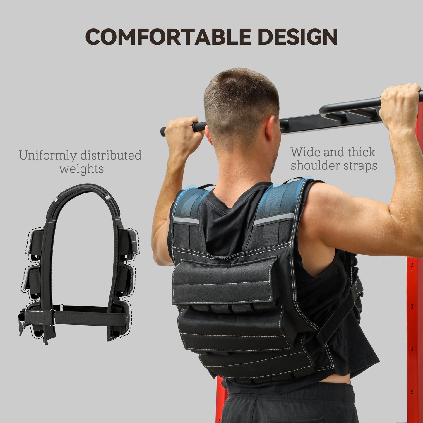 15KG Adjustable Weighted Vest, Running Weight Vest, with 30 Metal Weights, Reflective Strips, for Running, Exercise