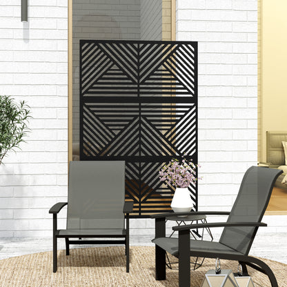 Decorative Garden Privacy Screen with Stand, 6.5FT Freestanding Metal Outdoor Divider