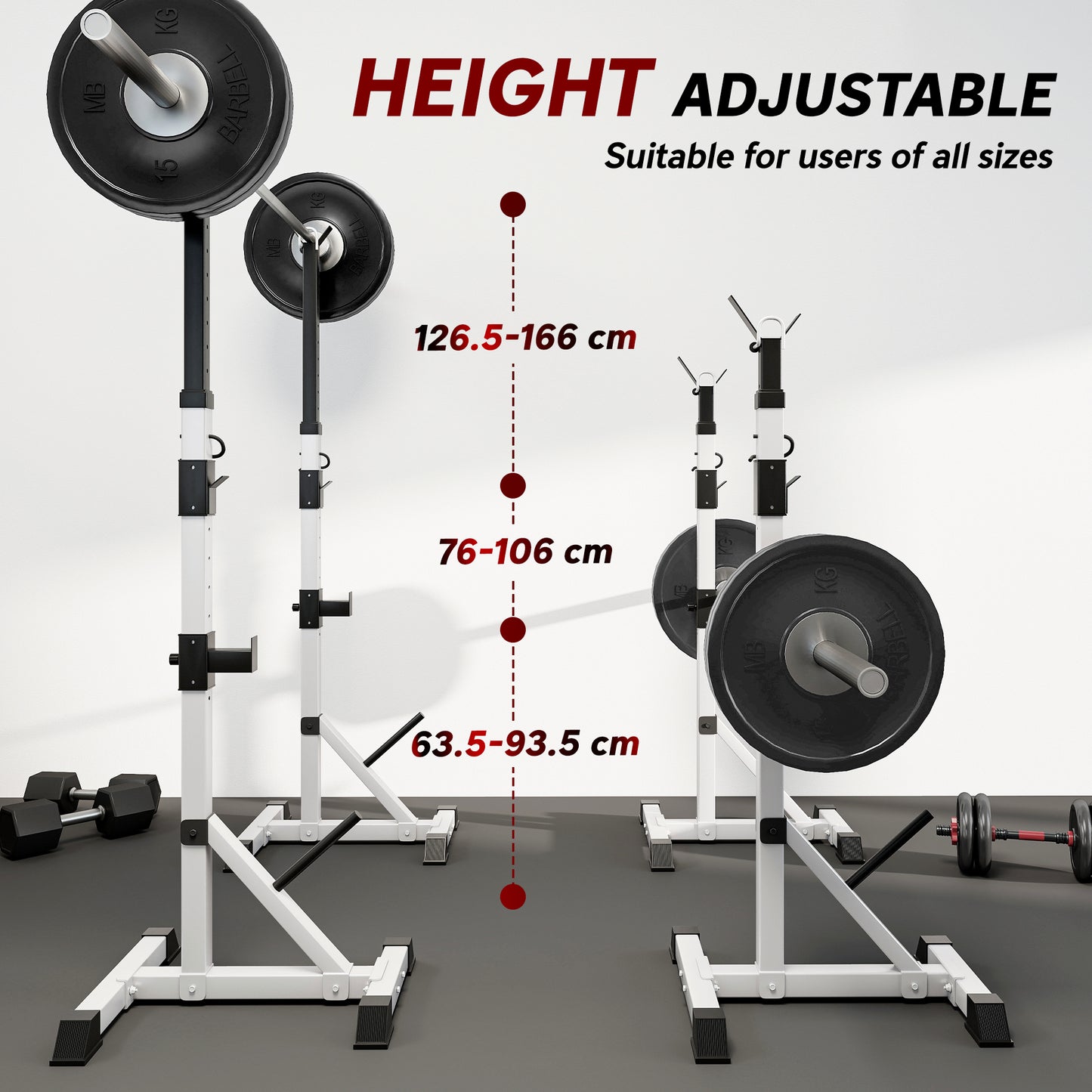 Weights Bar Barbell Rack Squat Stand Adjustable Portable Weight Lifting Max Load 200kg