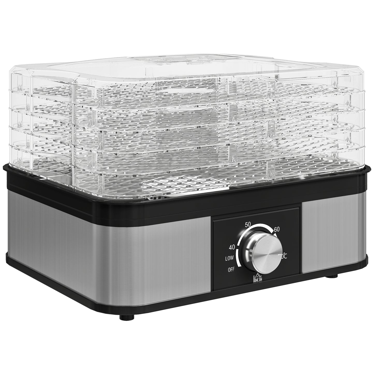 5 Tier Food Dehydrator, 245W Stainless Steel Food Dryer Machine with Adjustable Temperature for Drying Fruit, Meat