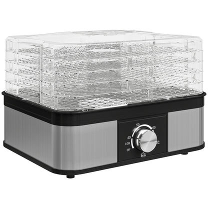 5 Tier Food Dehydrator, 245W Stainless Steel Food Dryer Machine with Adjustable Temperature for Drying Fruit, Meat