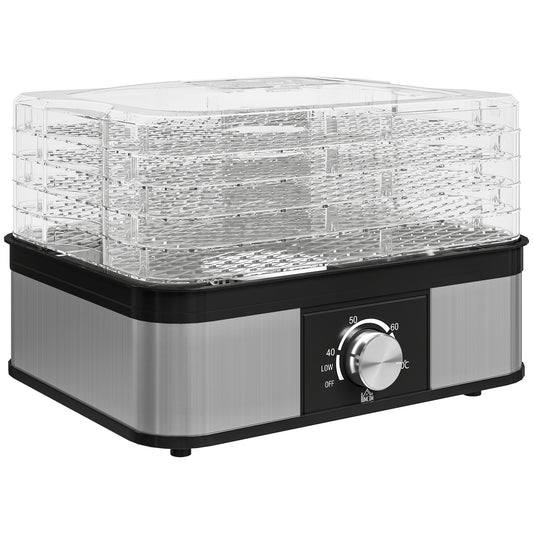 5 Tier Food Dehydrator, 245W Stainless Steel Food Dryer Machine with Adjustable Temperature for Drying Fruit, Meat