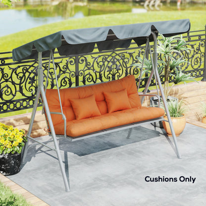 Outdoor Seat Cushions Back Cushion with 2 Pillows, Water Repellent Seat Pads for 3-Seater Chair, Orange