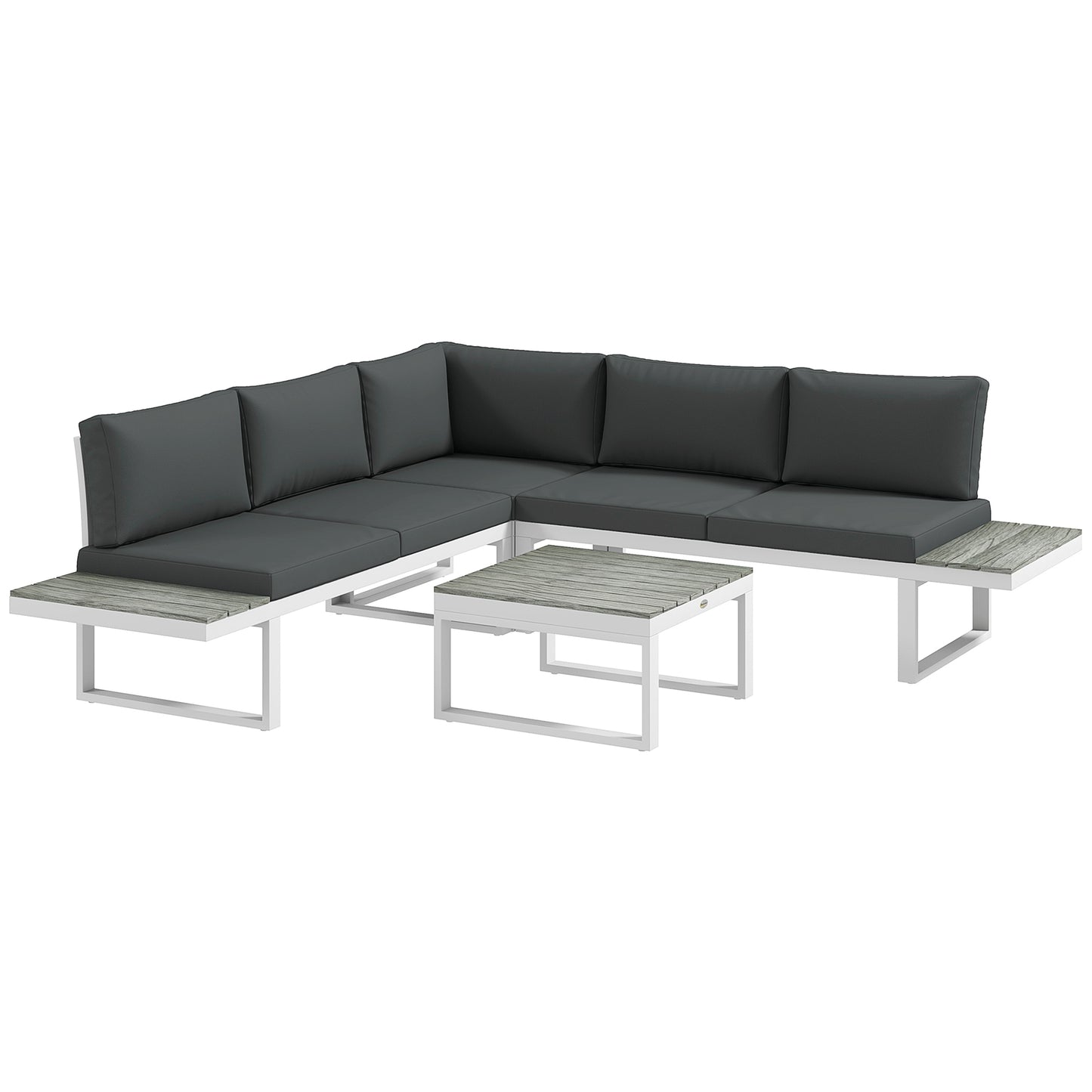 4 Pieces Garden Furniture Set, 5-Level Reclining Garden Corner Sofa Set, Outdoor Lounge Conversation Sectional with Cushions