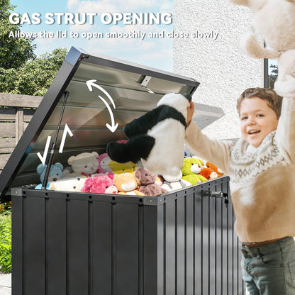 400L Galvanised Steel Garden Storage Box, Black