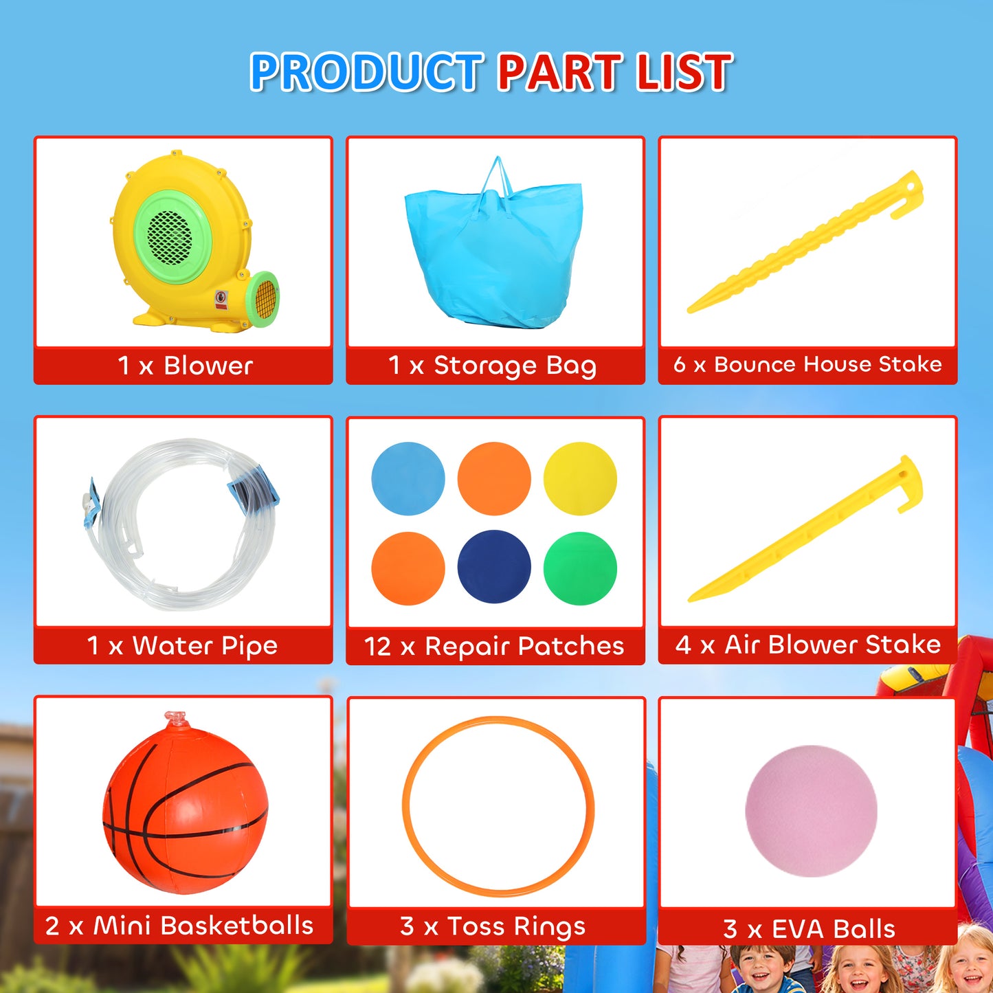 8 in 1 Bouncy Castle for Kids, Inflatable Bounce House with Slide, Pool (Ball Pit), Water Cannon for Indoor Outdoor