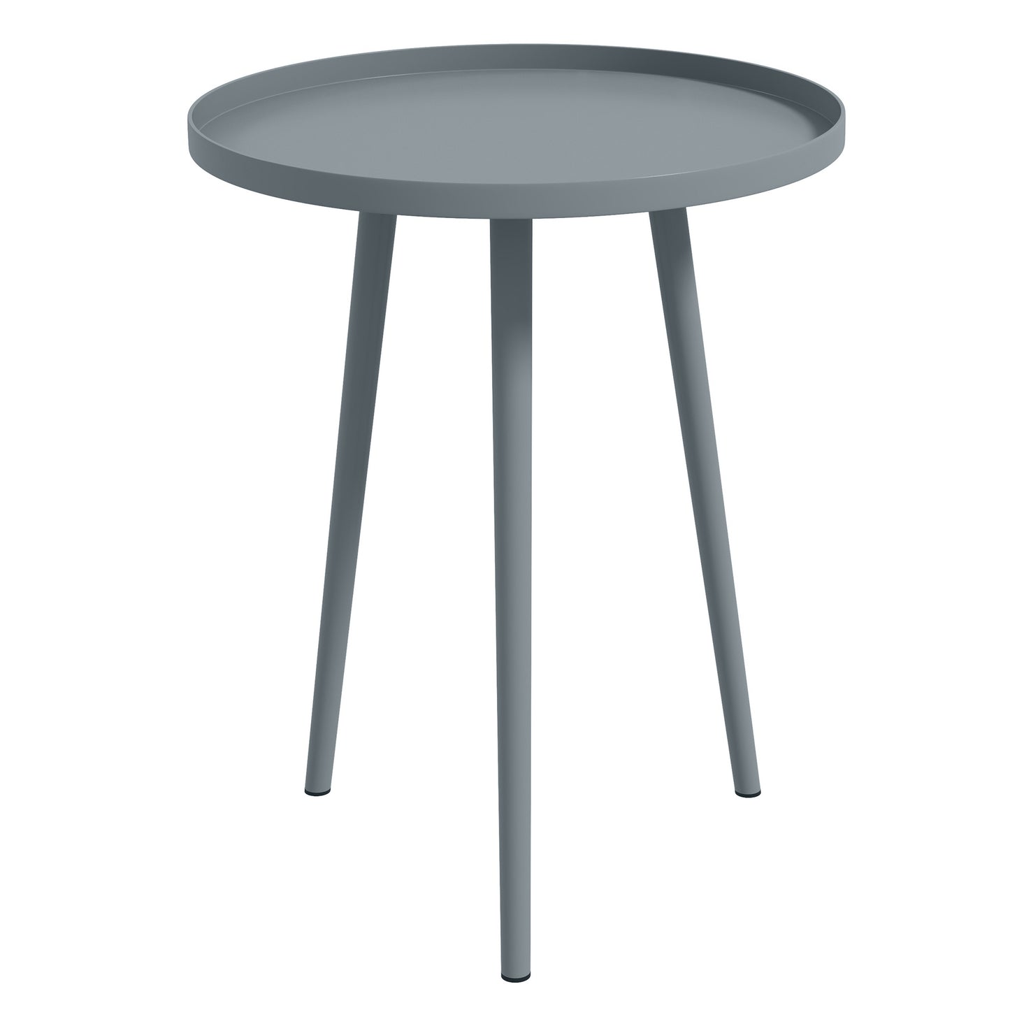 Round Garden Coffee Table, Outdoor Side Table with Rounded Steel Edge, Ø40 x 50H cm, Grey