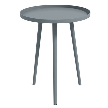 Round Garden Coffee Table, Outdoor Side Table with Rounded Steel Edge, Ø40 x 50H cm, Grey