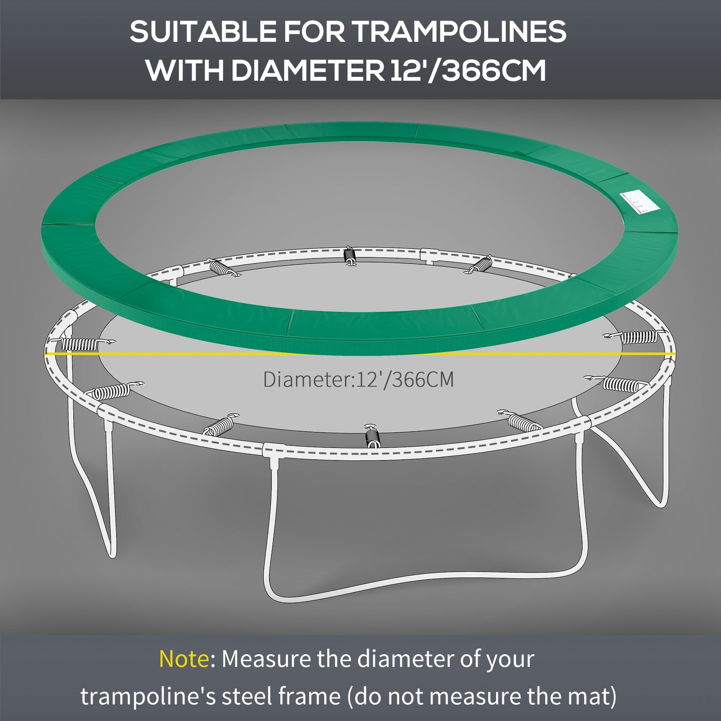 12FT Trampoline Spring Cover, Plastic Trampoline Pad Replacement Safety Guard, Green