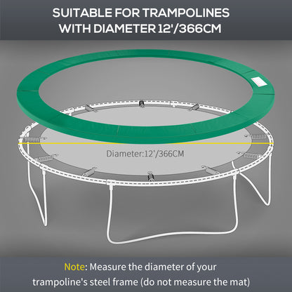 12FT Trampoline Spring Cover, Plastic Trampoline Pad Replacement Safety Guard, Green