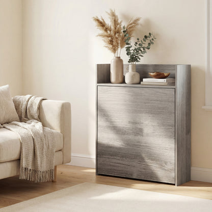 Kitchen Table, Folding Dining Table, with 4-Tier Shelves, Modern Drop-Leaf Table, Grey Wood Effect