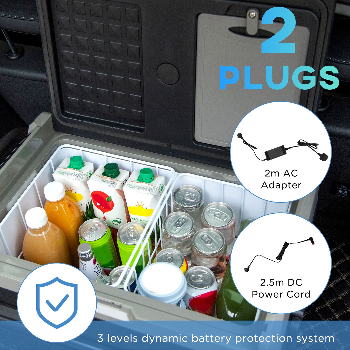 50L Camping Fridge, Portable Freezer Compressor Car Refrigerator with LED, Telescopic Handle