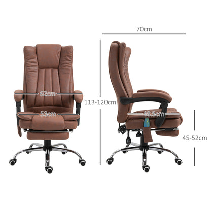 Office Chair with Massage and Heat, Microfibre Reclining Computer Desk Chair with Footrest and Adjustable Height