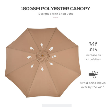 3(m) Garden Umbrella Wooden Parasol 8 Ribs Bamboo Sun Shade Patio Outdoor Umbrella Canopy Khaki