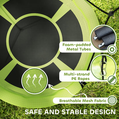 100cm Diameter Nest Seat for Kids with Height Adjustable Hanging Ropes for Outdoor, Playground, Garden, Green
