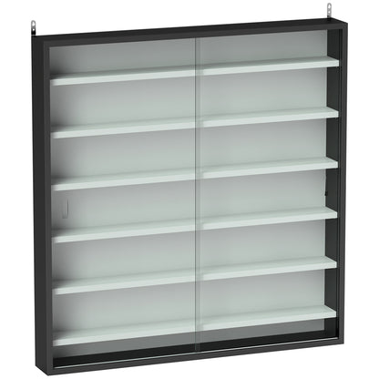 Six Shelf Display Cabinet, with Glass Doors - Black and White