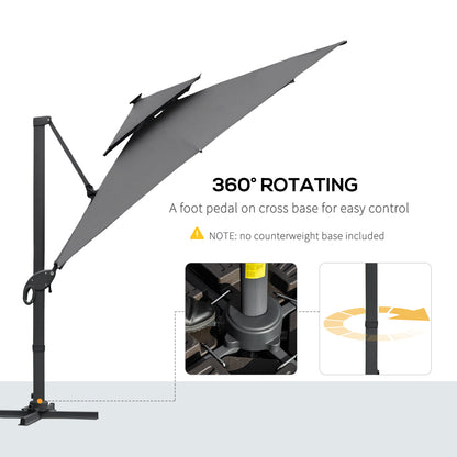 3 x 3(m) Aluminum Sun Square Canopy Top w/ Adjustable Pole Angle Dark Grey
