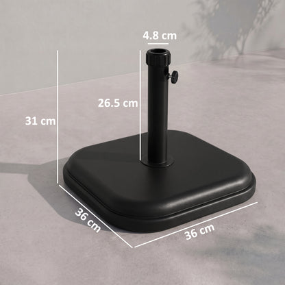 11kg Concrete Garden Parasol Base Holder, Square Outdoor Table Umbrella Stand Weight, Black