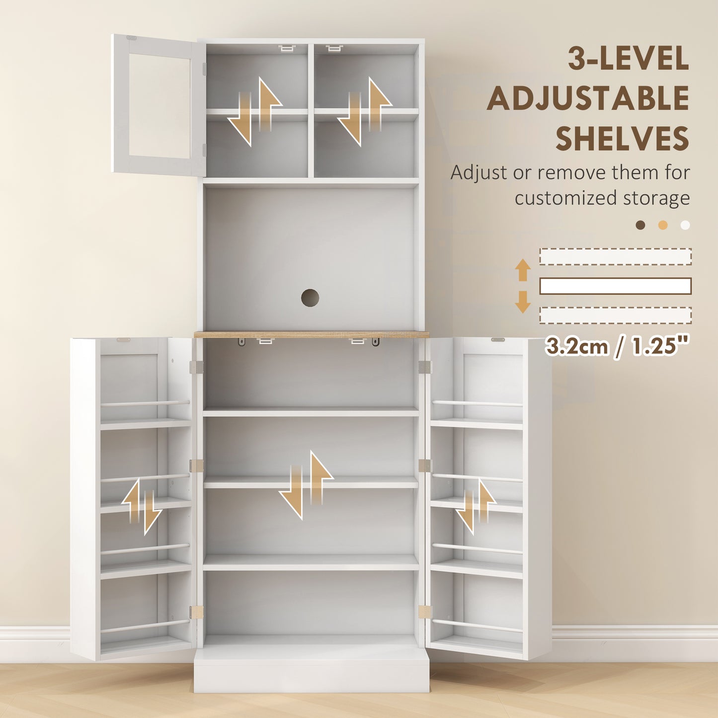 Two-Part Kitchen Storage Cabinet - White