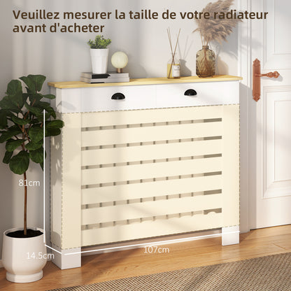 95.5H x 111Wcm Radiator Cover, with Drawer - White