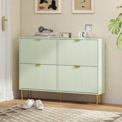 Elegant Four-Drawer Shoe Cabinet - Light Green