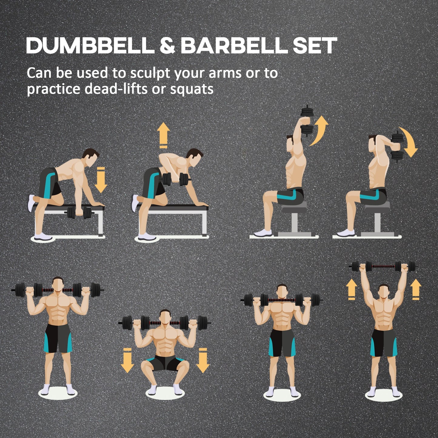 20kg 2 IN 1 Adjustable Dumbbells Weight Set, Dumbbell Hand Weight Barbell for Body Fitness, Lifting Training for Home