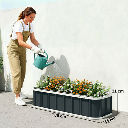 Galvanised Raised Garden Bed, 4.5 x 2 x 1 ft Metal Planter with Gloves and Folded Edging, Dark Grey