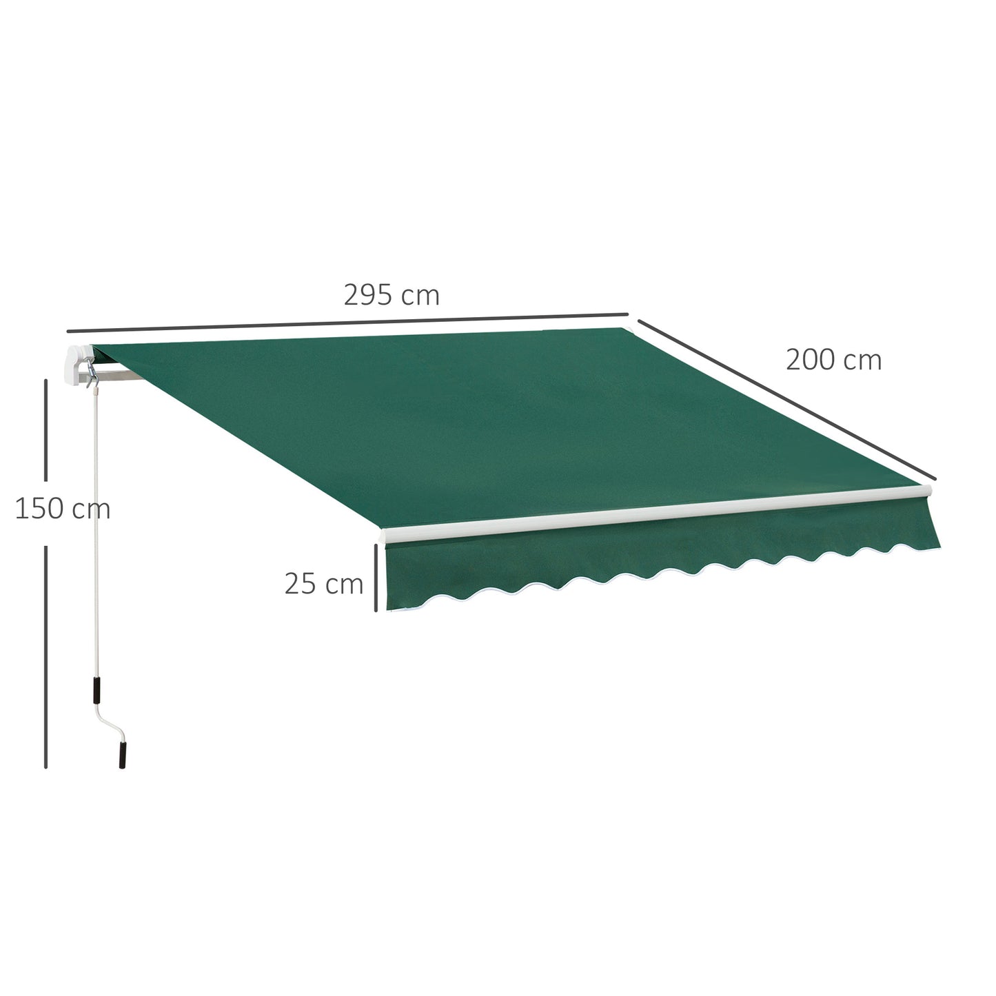 Awning Canopy Manual Retractable Porch Sun Shade Shelter 3 x 2m Green
