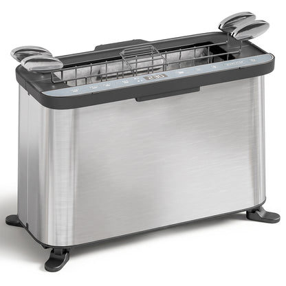 3-in-1 Electric Mini Oven, Long Slot Toaster and Tabletop Grill, with LED Display, 60 Min Timer, Stainless Steel, 1700W