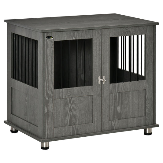 Dog Crate Table for Medium and Large Dogs with Magnetic Door for Indoor Use, 85 x 55 x 75 cm, Grey