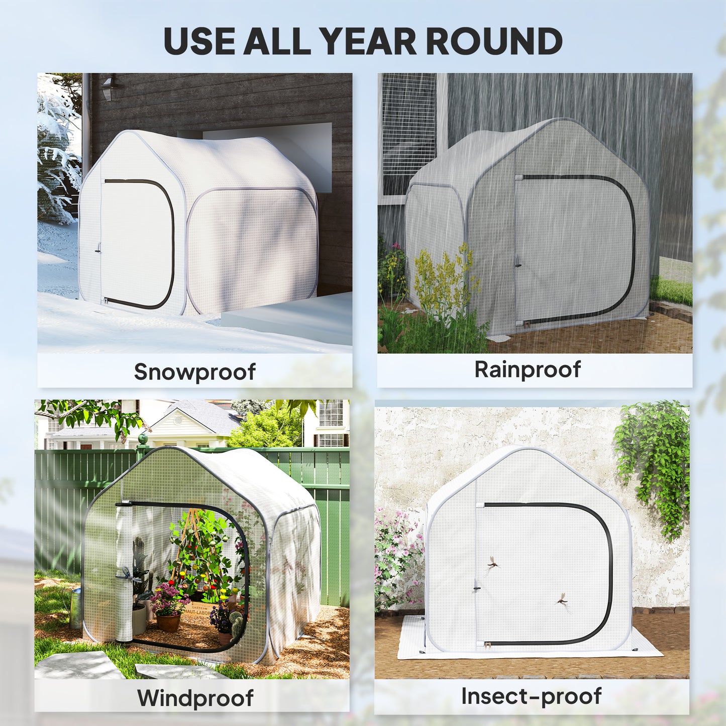 150 x 148cm Pop-Up Greenhouse - White