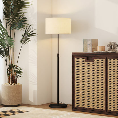 Floor Lamp with Remote, Height Adjustable Standing Lamp with Linen Shade