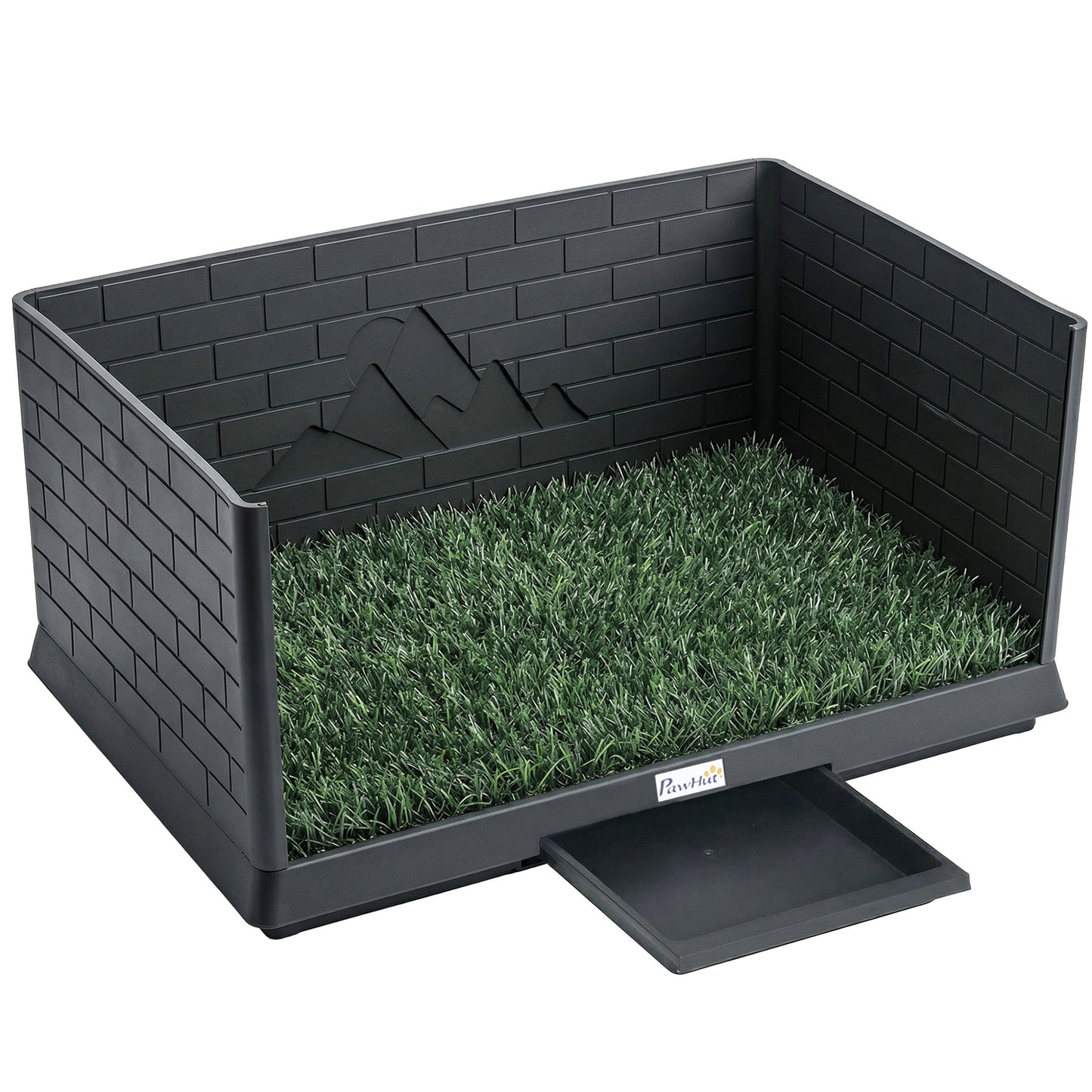 Dog Toilet Tray, Indoor Outdoor Dog Potty with High Walls, Grass Turf, Slide-Out Tray, Urine Collection Base