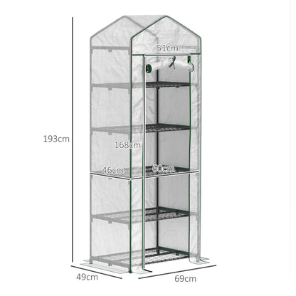 193cm Five Shelf Mini Greenhouse - White